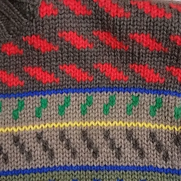 Vintage Espirit Sport Fair Isle Multicolor sweater 100% wool Small made in Korea - Picture 10 of 14
